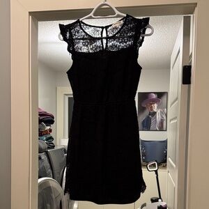 Aritzia Black Lace Ruffle Sleeve Mini Dress